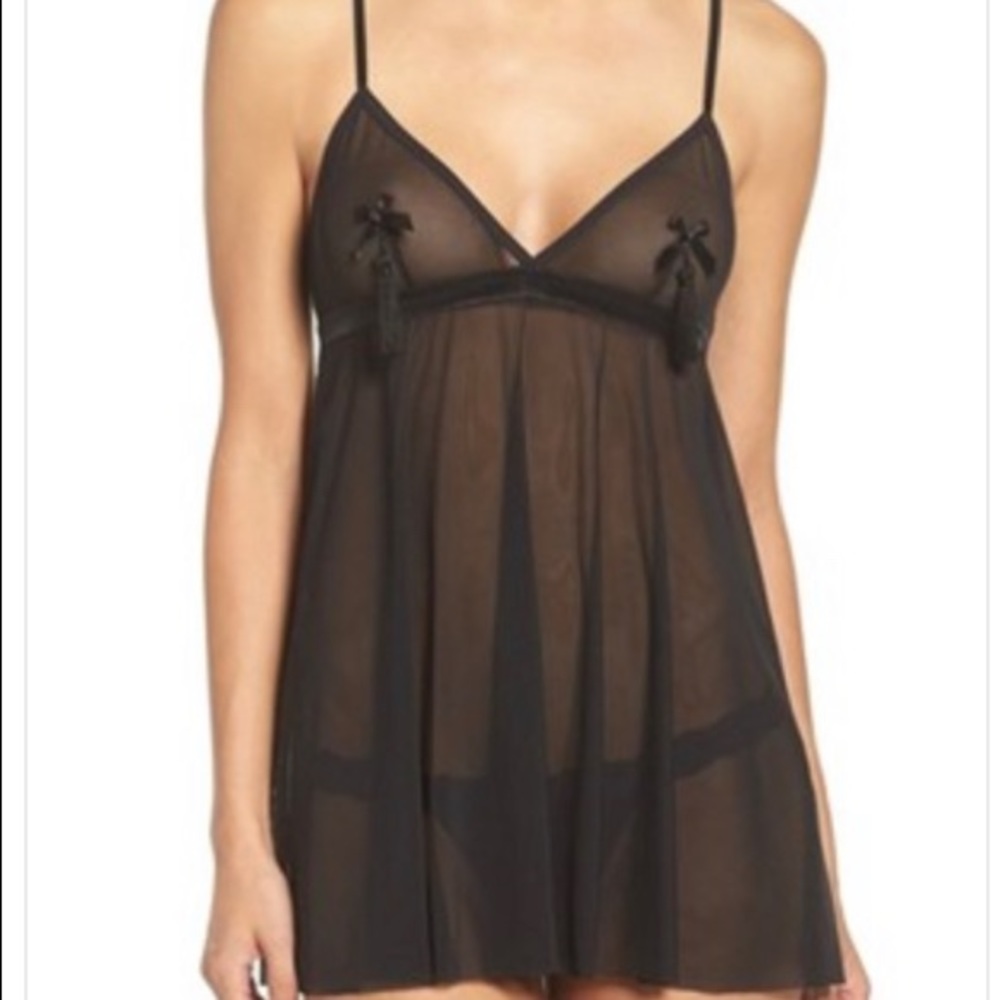 NWT- Hanky Panky Tassel Baby doll with thong-BLACK
